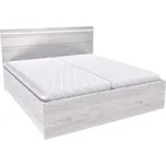 Dvoulůžko MIA s lamelovými rošty Varianta: Šířka 160 cm, Dekor: Dub bělený, LED pásek v čele: s LED páskem