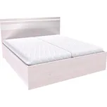 Dvoulůžko MIA s lamelovými rošty Varianta: Šířka 180 cm, Dekor: Modřín latte, LED pásek v čele: s LED páskem