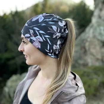 Čepice Bruno na culík - vzor 05 - Culíkovka - tmavé květy XL 56 - 58