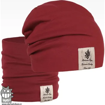 Čepice Bavlněná čepice s nákrčníkem Pastels DOUBLE set - vzor 36 - bordó 44 - 46