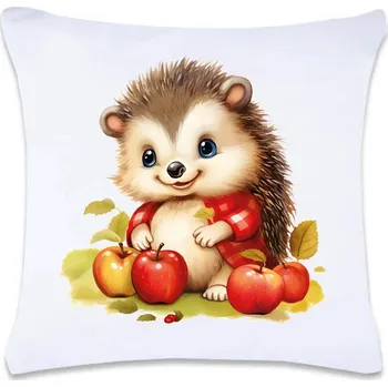 Dekorativní polštářek DOBRÝ TRIKO Polštář s potiskem 40 x 40 cm Ježek s jablky Oboustranný tisk: NE