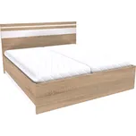 Dvoulůžko MIA s lamelovými rošty Varianta: Šířka 180 cm, Dekor: Dub natur (dub sonoma), LED pásek v čele: s LED páskem