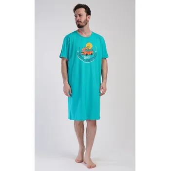 Pánská noční košile Pánská noční košile s krátkým rukávem Adventure - zelená - XXL