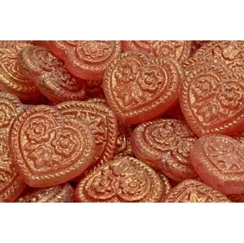 Korálek Korálky Srdíčka s květy č.5339 (17x17mm)