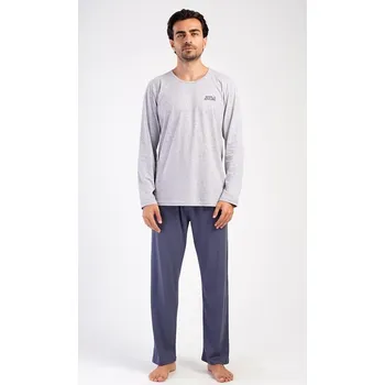 Pánské pyžamo Pánské pyžamo dlouhé World around - šedá - S