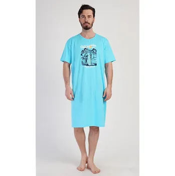 Pánská noční košile Pánská noční košile s krátkým rukávem California - azurová - M