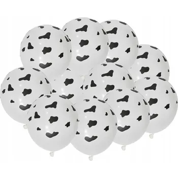 Balónek Velké gumové balónky Krávy, bílo-černé skvrny, 20 ks, zvířata zoo