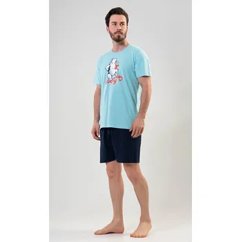 Pánské pyžamo Pánské pyžamo šortky Lucky day - azurová - M