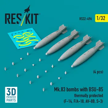 Plastikový model Reskit 1/32 Mk.83 bombs w/ BSU-85 thermally prot. (4 pcs)