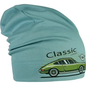 Čepice Spadlá bavlněná čepice Pepe - vzor 25 - zelenomodrá - auto 52 - 54