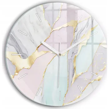 Hodiny Moderní skleněné nástěnné hodiny s potiskem Mramorový vzor kulatý průměr 30 cm