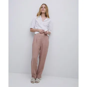 Dámské kalhoty Kalhoty Yerse 42850 růžové lněné Velikost: 34