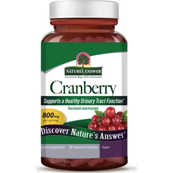 Lék na močovou cestu a ledviny Nature's Answer Cranberry, Brusinka, 800 mg, 90 rostlinných kapslí Doplněk stravy