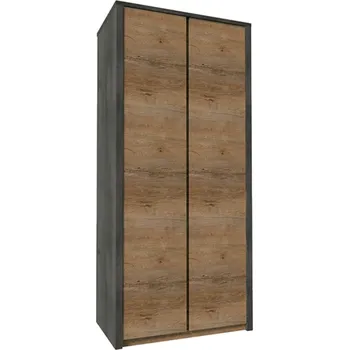 Obývací stěna Skříň dvoudveřová, dub lefkas tmavý/smooth šedý, MONTANA S2D