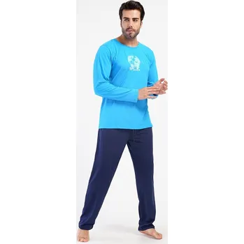 Pánské pyžamo Pánské pyžamo dlouhé Matěj - modrá - XXL
