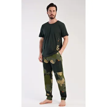 Pánské pyžamo Pánské pyžamo dlouhé Army - černá - XXL