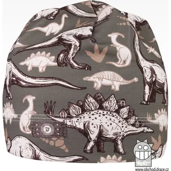 Čepice Bavlněná celopotištěná čepice - vzor 16 - khaki zelená, dinosauři 52 - 54