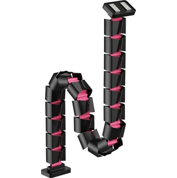 Organizace kabelů Organizér kabelů, magnetický husí krk, 128 cm, Powerton - černo-růžový