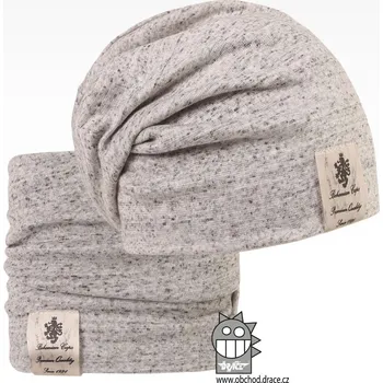 Čepice Bavlněná čepice s nákrčníkem Pastels DOUBLE set - vzor 30 - světle šedá / melír 44 - 46