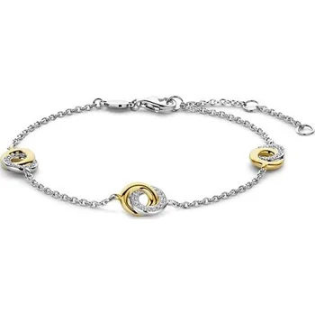 Náramek Náramek TI SENTO Spojené kruhy se zlacením a zirkony 2925ZY