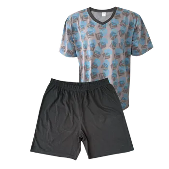 Pánské pyžamo Pánské pyžamo s krátkým rukávem C-Lemon - AK8383V Barva: Šedá, Velikost: XXL