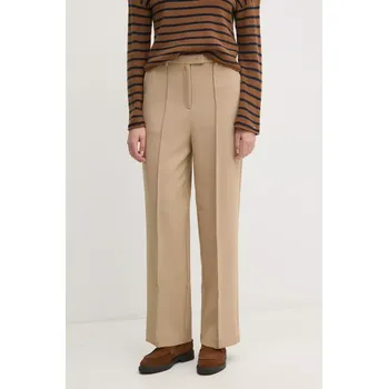 Dámské kalhoty Kalhoty Tommy Hilfiger dámské, béžová barva, jednoduché, medium waist, WW0WW43875 80X, vel. 38