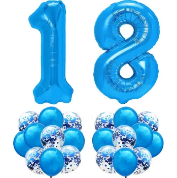 Balónek Sada TMAVĚ MODRÁ k 18. NAROZENINÁM 100cm balónek