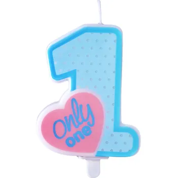 Dortová svíčka Narozeninová svíčka č. 1 Only One - modrá, 8cm