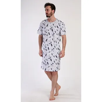 Pánská noční košile Pánská noční košile s krátkým rukávem Surfing - šedá - XL