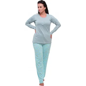 Dámské tričko Pyžamo dámské dlouhý rukáv květované