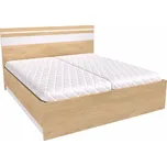 Dvoulůžko MIA s lamelovými rošty Varianta: Šířka 180 cm, Dekor: Dub sametový, LED pásek v čele: s LED páskem