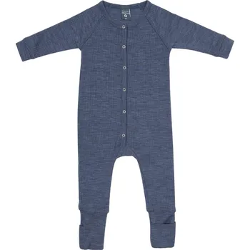 Chlapecké pyžamo Rostoucí merino pyžamo dětské (overal) modré denim melange Smallstuff Velikost: 74