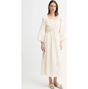 Dámské šaty Lněné šaty Weekend Max Mara béžová barva, maxi, 2515221182600 01X, vel. 36