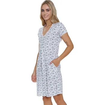 Dámské noční prádlo Noční košile Leila bílo-modrá s kapsami S