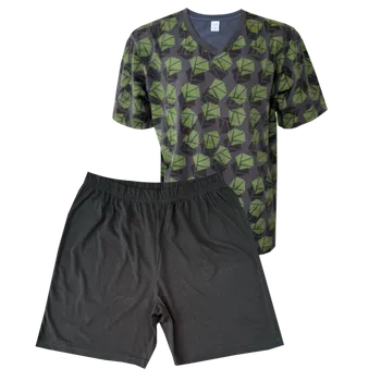 Pánské pyžamo Pánské pyžamo s krátkým rukávem C-Lemon - AK8383V Barva: Tmavá šedá, Velikost: XXL