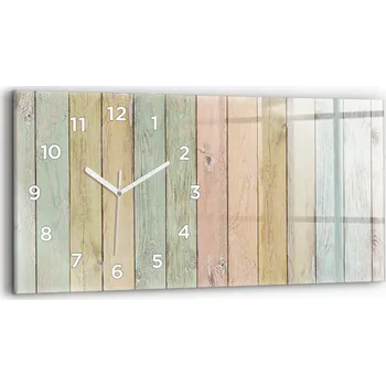 Hodiny Moderní skleněné nástěnné hodiny s potiskem horizontální 60x30 cm Barevná prkna