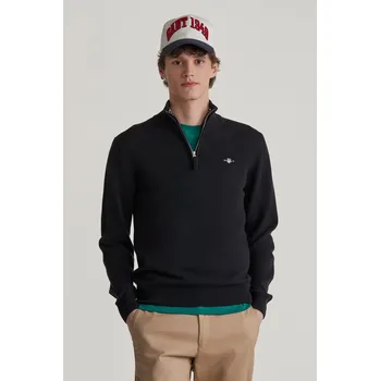 Pánský svetr SVETR GANT SUPERFINE LAMBSWOOL HALF ZIP BLACK