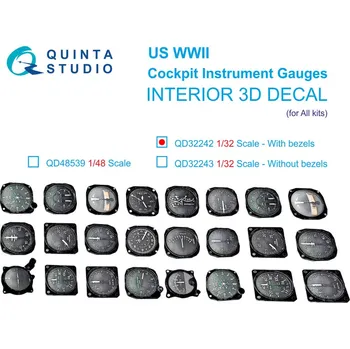 Plastikový model Quinta studio 1/32 US WWII Cockpit instr.gauges w/ bezels