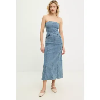 Dámské šaty Džínové šaty Answear.LAB modrá barva, midi R2091.hos 55X, vel. M/L