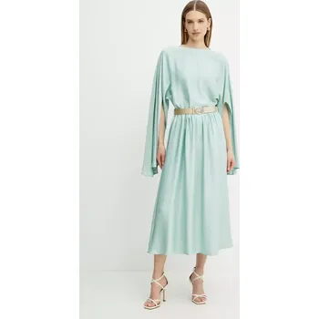 Dámské šaty Šaty Guess GIGI tyrkysová barva, midi, W5PK1L WHHB0 W5PK1L.WHHB0 06X, vel. XS