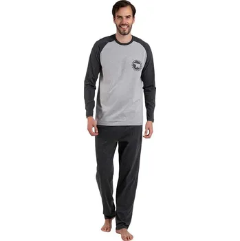 Pánské pyžamo Pánské pyžamo Moret šedé s medvědem XL