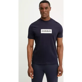 Pánské tričko Bavlněné tričko Napapijri S-Box tmavomodrá barva, s potiskem, NP0A4I3L1761 59X, vel. M