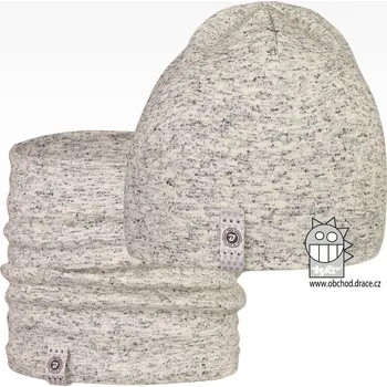 Čepice Set bavlněné čepice a nákrčníku Alan - vzor 15 - šedá melír 52 - 54