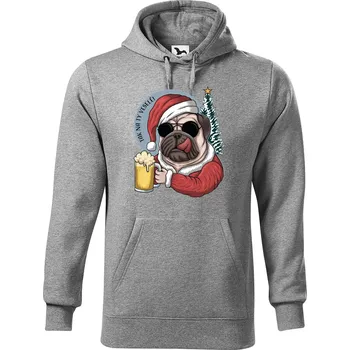 Pánská mikina DOBRÝ TRIKO Pánská mikina s potiskem Pes s pivem Velikost pánské mikiny: 5XL, Barva: Tmavě šedý melír