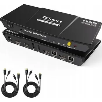 KVM přepínač Přepínač TESmart 2 porty HDMI KVM Switch 4K Ultra HD HK0201A1U