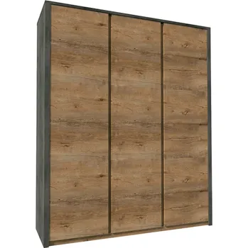 Obývací stěna Skříň třídveřová, dub lefkas tmavý/smooth šedý, MONTANA S3D