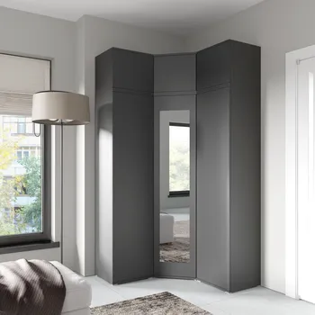 Šatní skříň Rohová skříň Emi 41 s nástavcem - grafit