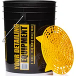 Work Stuff Detailing Bucket Black Rinse + Separator Yellow- Detailingový kbelík s mřížkou