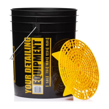 Auto-moto Work Stuff Detailing Bucket Black Rinse + Separator Yellow- Detailingový kbelík s mřížkou