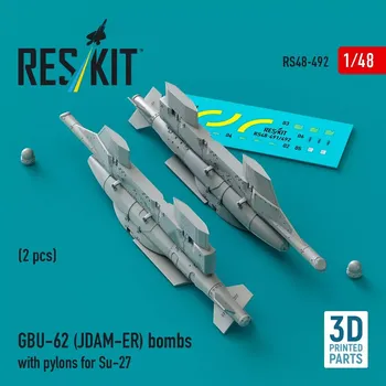Plastikový model Reskit 1/48 GBU-62 (JDAM-ER) bombs w/ pylons for Su-27